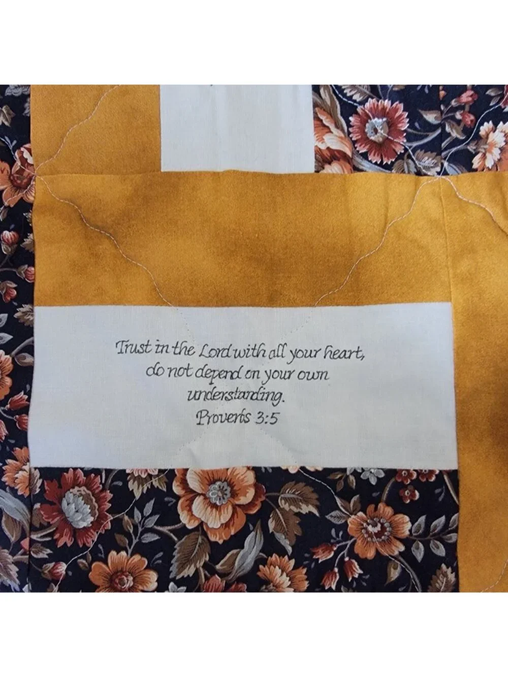 Handmade Christian Scripture Quilt With Cross Bible Verses 55